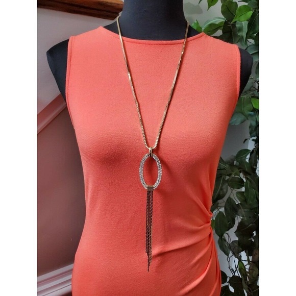 Kenneth Cole Women's Orange Rayon Sleeveless Round Neck Knee Length Dress Size 2 - Picture 3 of 11